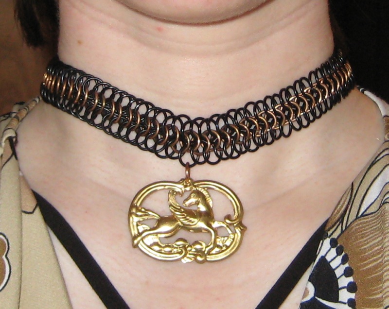 Brass and aluminum European 4-1 choker with vintage pendant